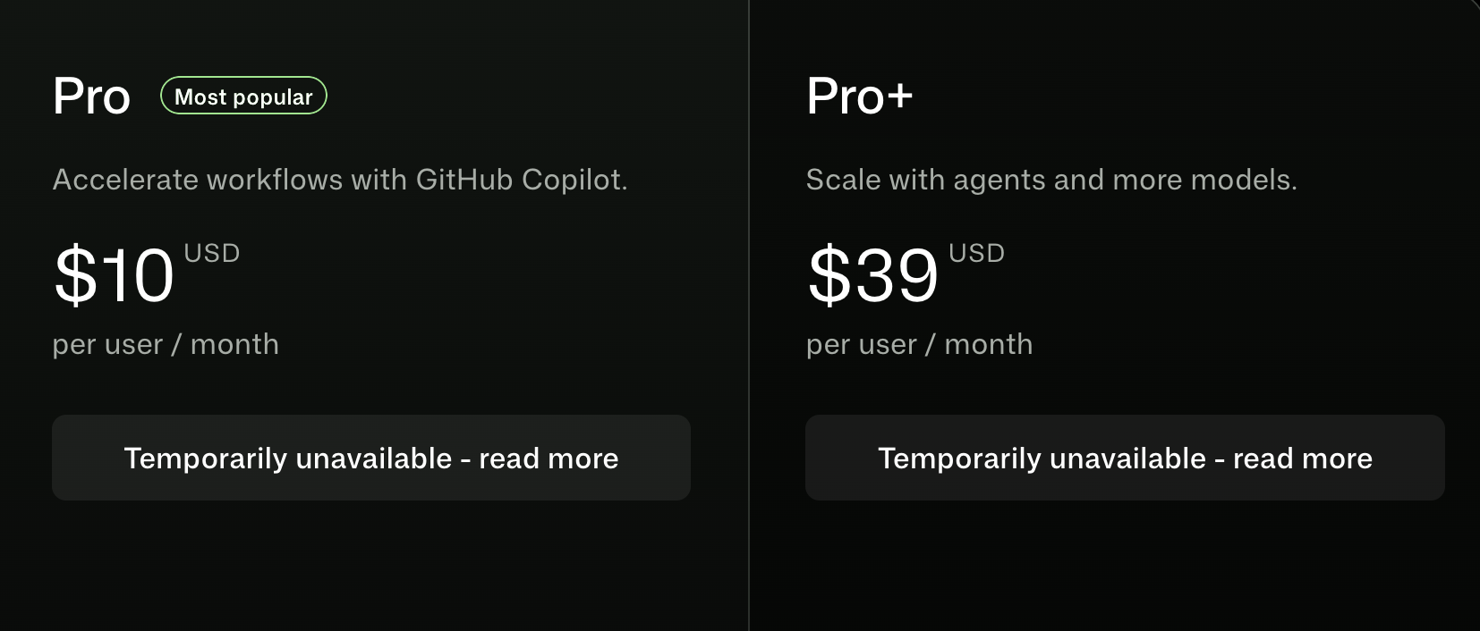 GitHub Copilot Unavailable Github Copilot Pro Unavailable