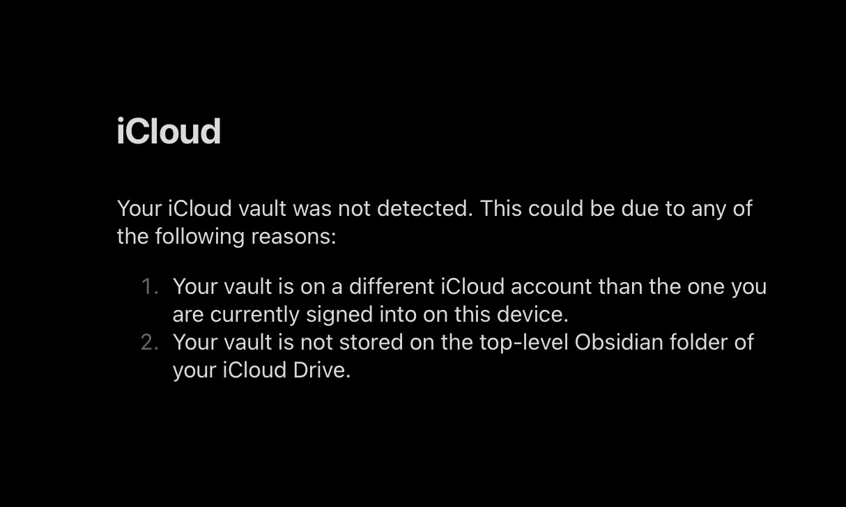 Obsidian iPad vault sync error